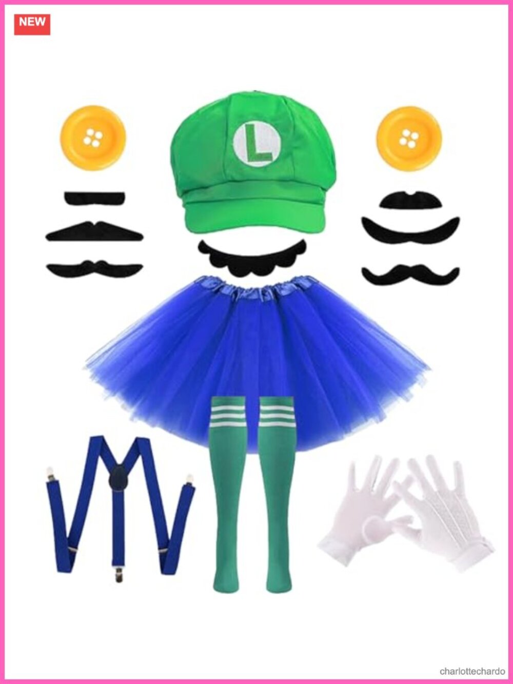 7 Pc Halloween Cosplay Costume Accessory Set Plumber Cosplay Party Tutu Hat